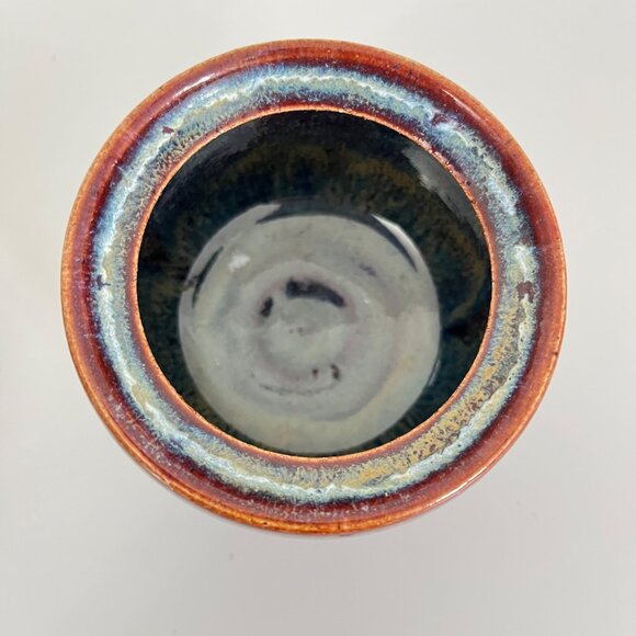 Handcrafted Drip Ash Glaze Pottery Mini Croc with lid - Picture 3 of 5